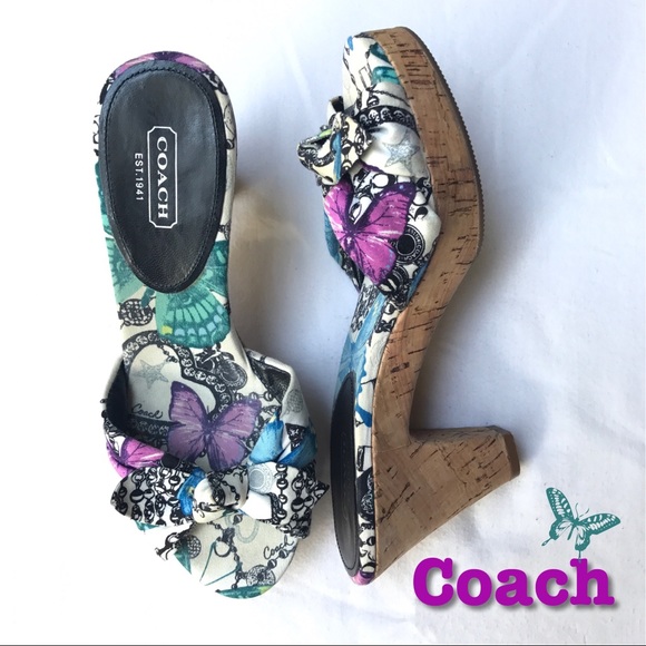 Coach Shoes - Coach Karen Butterfly heels cork sandals sz 6.5